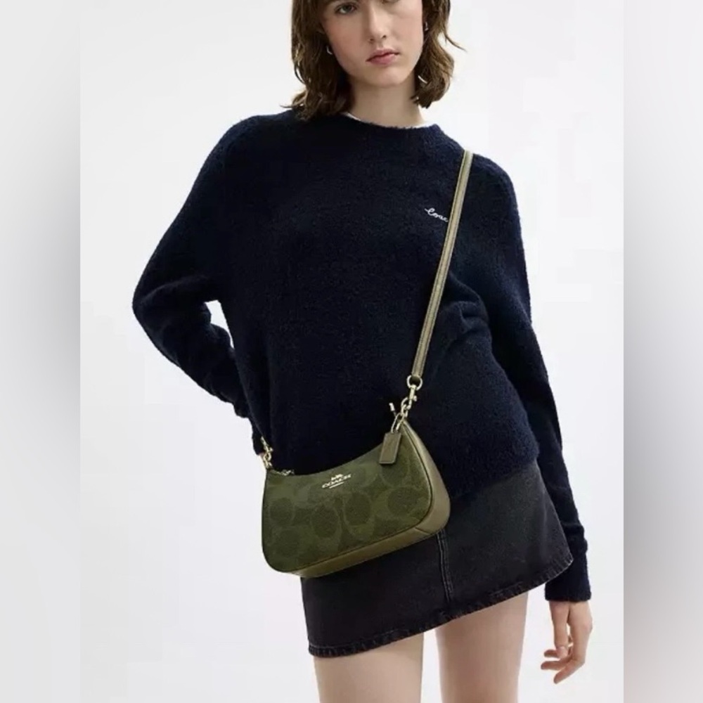 NWT Coach Teri Shoulder bag Signature olive green/Gold CAL51 - Picture 10 of 10